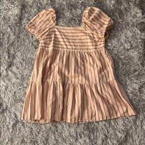 LOFT Striped Puff Sleeve Dress